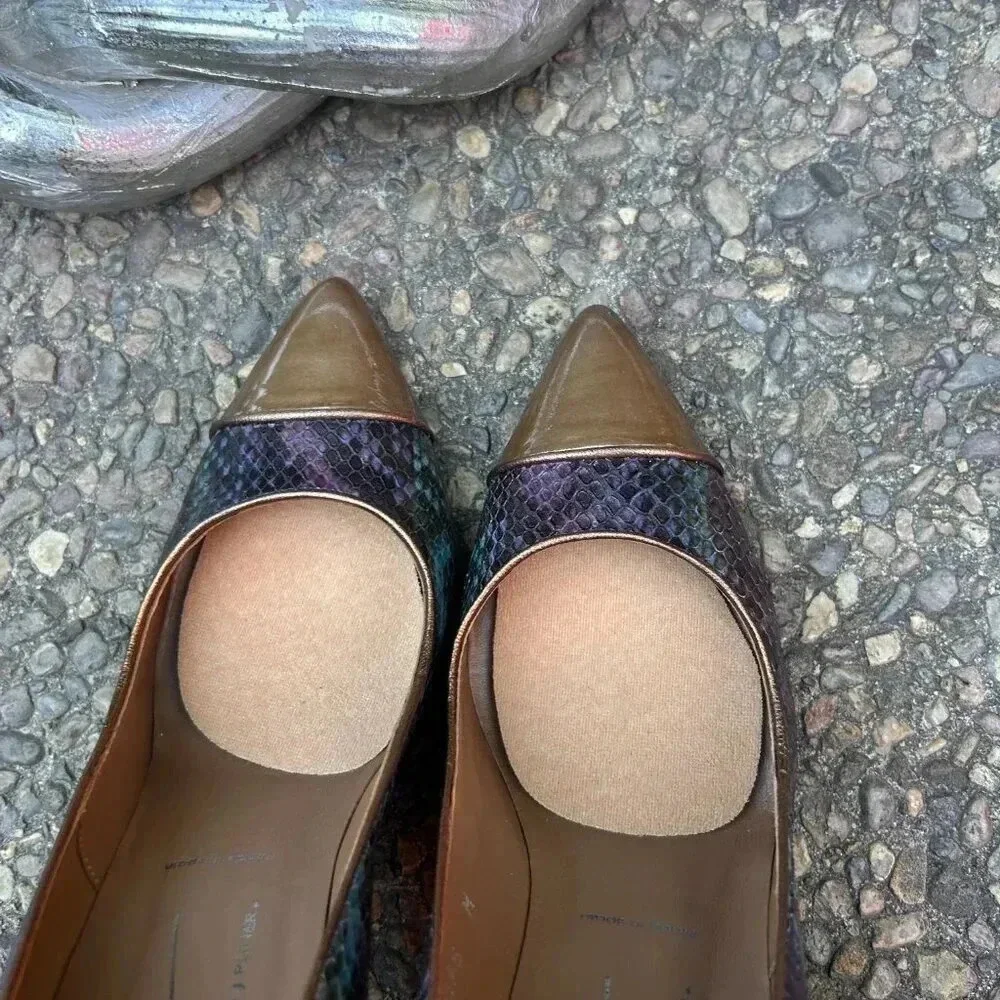 Donald J. Pliner Vanya Purple Multi Snake Print Lagos Patent Heels Size 9.5 M
